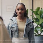 Simone’s denim hooded jacket on All American Homecoming