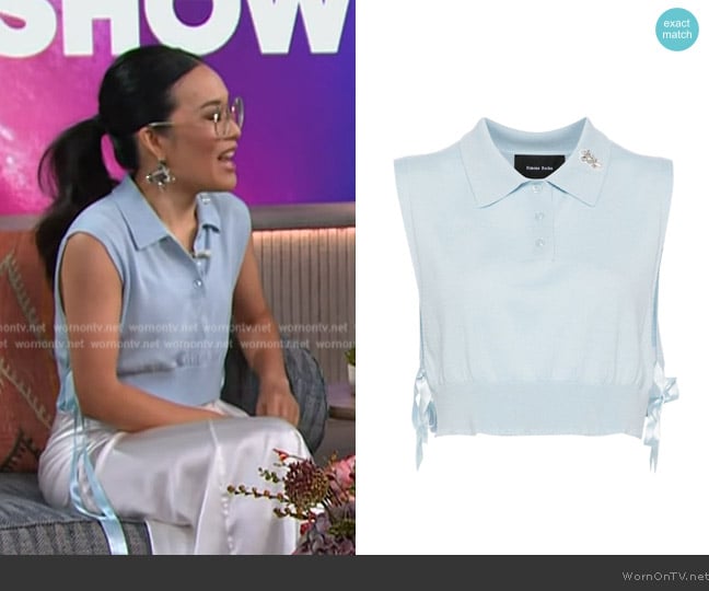 Simone Rocha Embellished knit polo bib worn by Ali Wong on The Kelly Clarkson Show