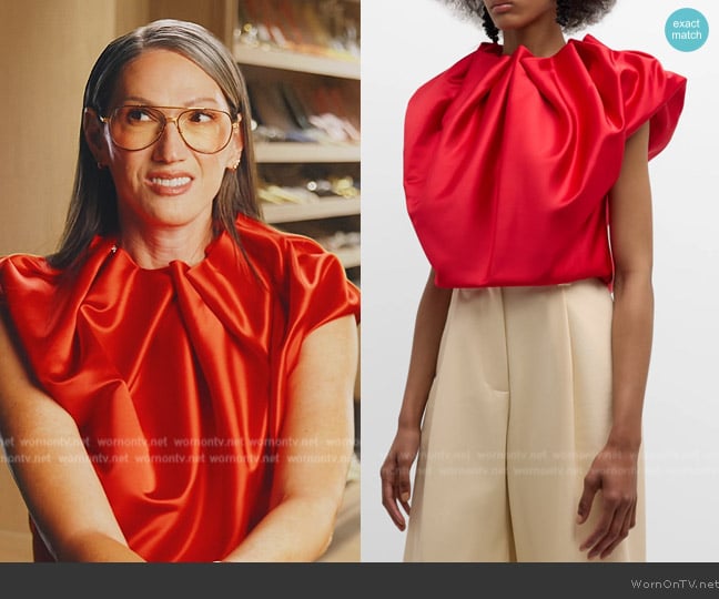 Simone Rocha Pleated Neck Top worn by Jenna Lyons on The Real Housewives of New York City