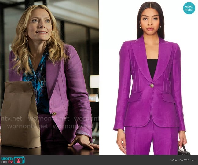 Smythe Pintuck Blazer in Violet worn by Lorna Crane (Becki Newton) on The Lincoln Lawyer