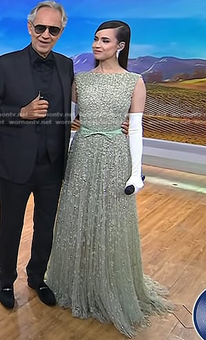 Sofia Carson's mint green embellished dress on Today