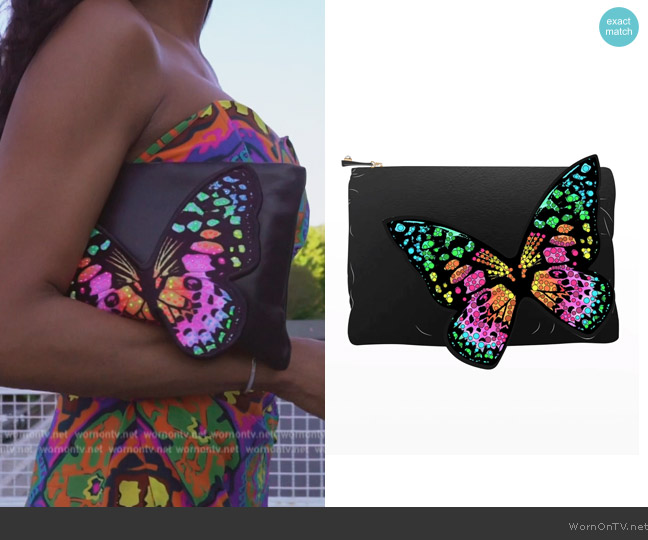 Sophia Webster Flossy Butterfly Leather Clutch Bag worn by Stacey Rusch on The Real Housewives of Potomac