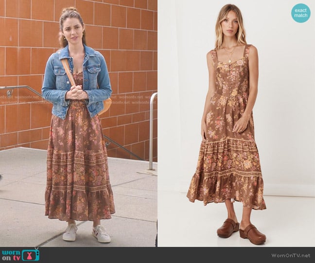 Jules’ brown floral dress on Greys Anatomy