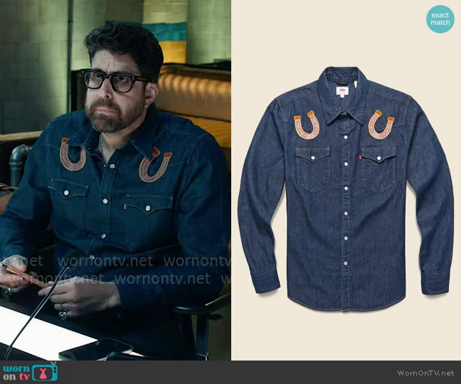 Harry’s denim horse shoeshirt on The Equalizer