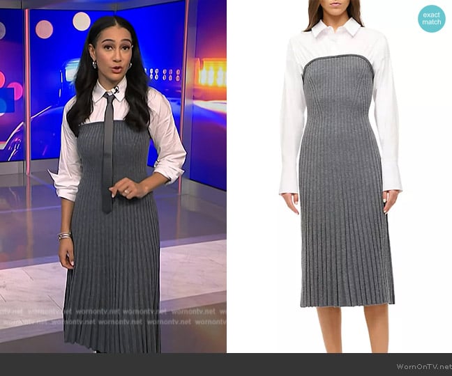 Staud O'Keefe Wool-Blend Midi-Dress worn by Morgan Radford on Today