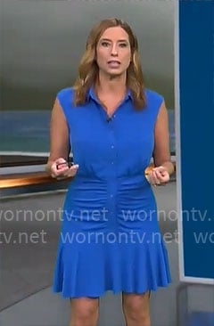 Stephanie Abrams' blue ruched shirtdress on CBS Mornings