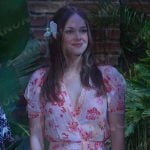 Stephanie’s pink floral wrap dress on Days of our Lives