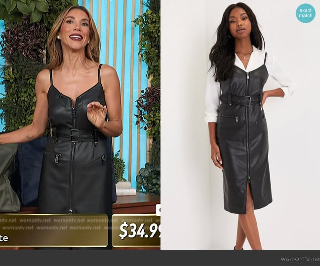 Adrianna Costa’s black leather dress on Access Hollywood