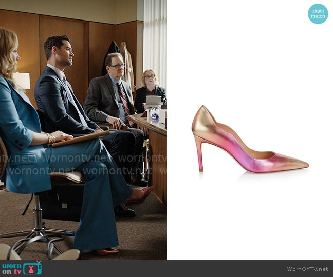 Stuart Weitzman Metallic Ombré Scallop Pumps worn by Lorna Crane (Becki Newton) on The Lincoln Lawyer