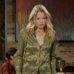 Summer’s metallic green button front top on The Young and the Restless