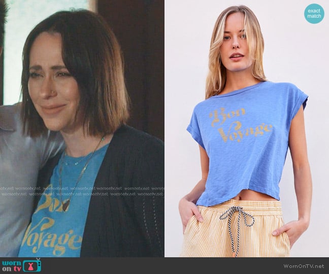 Sundry Bon Voyage Muscle Tank in Ocean worn by Maddie Kendall (Jennifer Love Hewitt) on 9-1-1