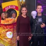 Sunny Hostin’s burgundy long sweater dress on Good Morning America