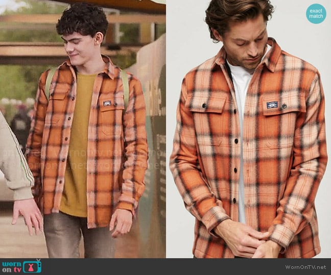 Charlie’s orange plaid shirt jacket on Heartstopper