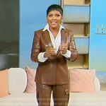 Tamron’s brown leather blazer and pants on Tamron Hall Show