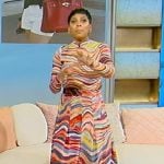 Tamron’s multicolored top and skirt on Tamron Hall Show