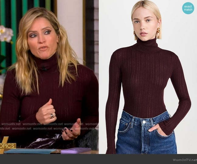 Tanya Taylor Kayden Knit Turtleneck worn by Sara Haines on The View