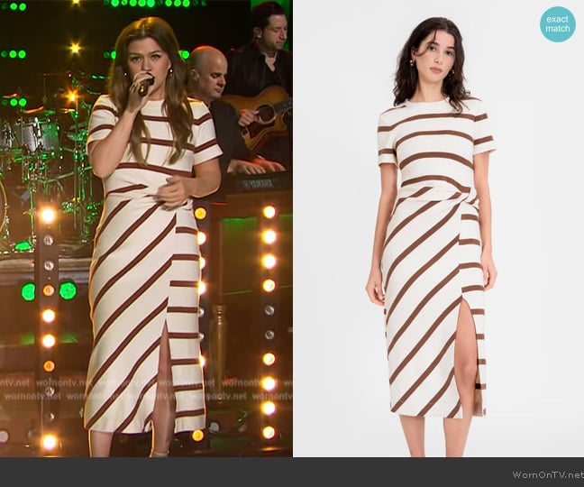 Tanya Taylor Striped Cody Dress worn by Kelly Clarkson on The Kelly Clarkson Show