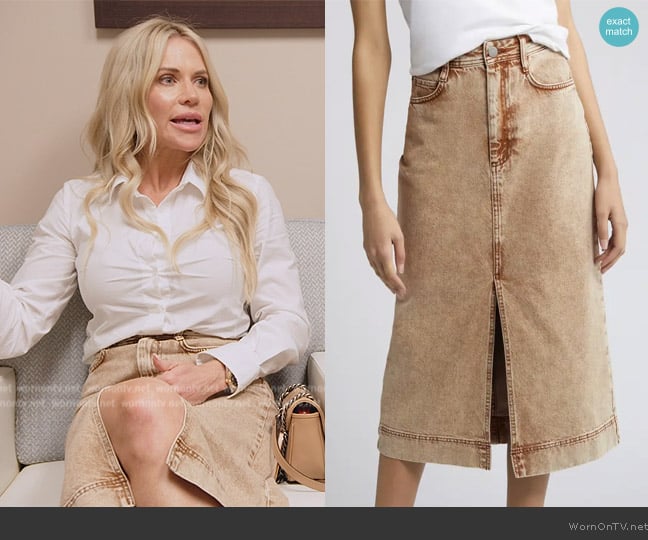 Treasure & Bond Denim Midi Skirt worn by Jennifer Pedranti on The Real Housewives of Orange County