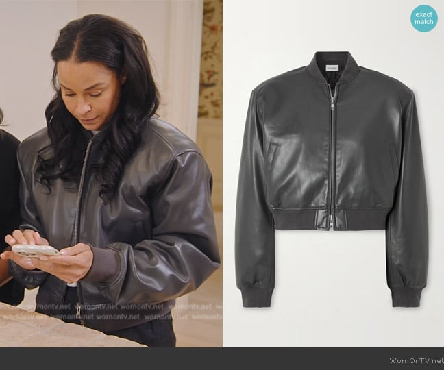 Sai’s black leather bomber jacket on RHONY