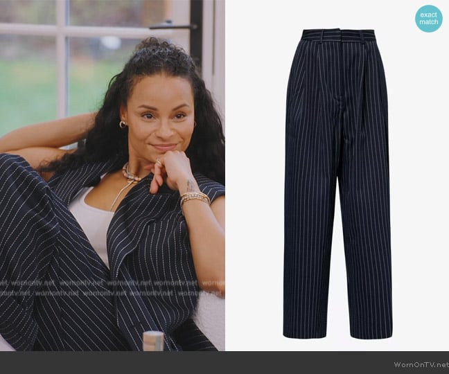  Ripley wide-leg high-rise woven-blend trousers The Frankie Shop worn by Sai De Silva on The Real Housewives of New York City