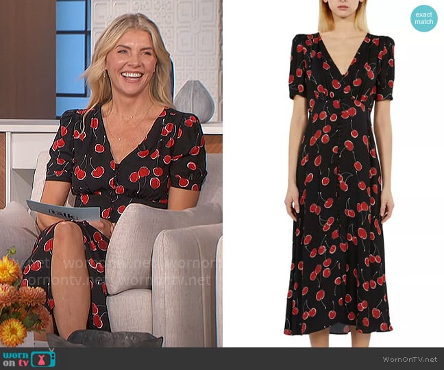 The Kooples Cherry Print Dress worn by Amanda Kloots on The Talk