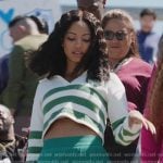 Thea’s green striped cropped sweater on All American Homecoming