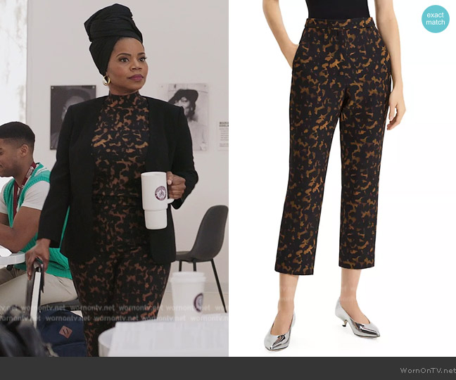 Theory Tortoise-Print Slim High-Rise Cropped Pants worn by Amara Patterson (Kelly Jenrette) on All American Homecoming