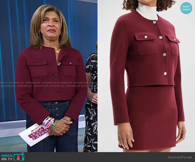 Theory Wool & Cashmere Crop Jacket in Cordovan worn by Hoda Kotb on Today