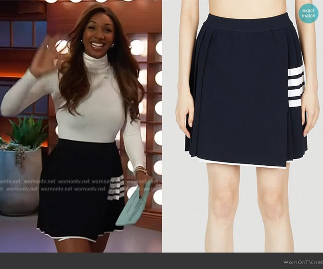 Thom Browne Four Bar Pleated Skirt worn by Maria Taylor on The Kelly Clarkson Show