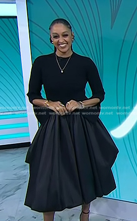 Tia Mowry’s black mixed media dress on Today