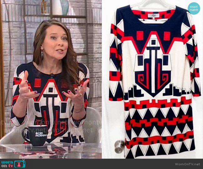 Tibi Geometric Shift Dress worn by Jen Easterly on CBS Mornings