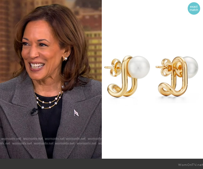 Tiffany & Co 18k South Sea Pearl Earrings worn by Kamala Harris on The View