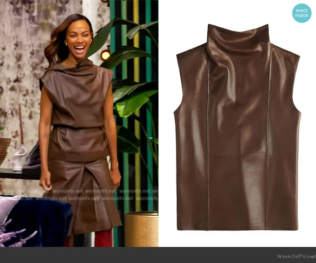 Tod's Leather Top worn by Zoe Saldana on The View