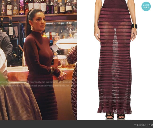 Tom Ford Ladder Long Skirt worn by Jessel Taank on The Real Housewives of New York City