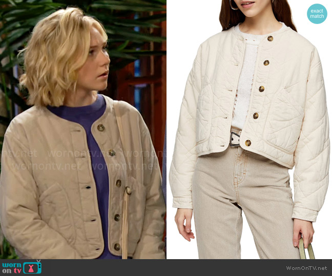 Topshop Bobby Quilted Jacket worn by Lucy Romalotti (Lily Brooks O’ Briant) on The Young and the Restless