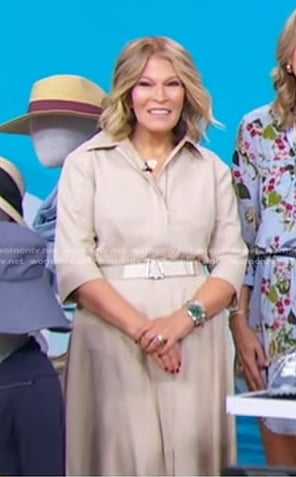 Tory's grey belted midi dress on Good Morning America