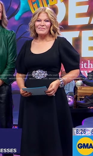 Tory's black scoop neck midi dress on Good Morning America