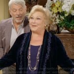 Traci’s embroidered velvet jacket on The Young and the Restless