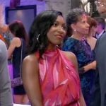 Trina’s red and pink printed dress on General Hospital