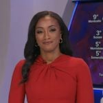 Brittany Bell's red twist neck dress on Good Morning America