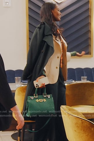 Ubah's green studded bag on The Real Housewives of New York City