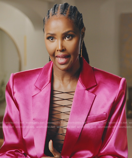 Ubah's pink confessional blazer on The Real Housewives of New York City