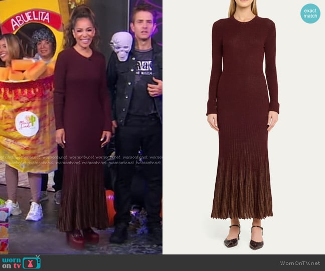 Ulla Johnson Mila Shimmer Ribbed Maxi Sweater Dress in Amaranthus worn by Sunny Hostin on Good Morning America