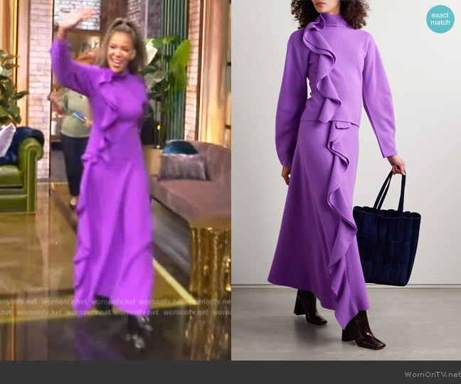 Ulla Johnson Corinna ruffled brushed-wool turtleneck sweater worn by Sunny Hostin on The View