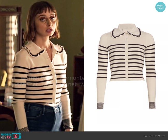 Ulla Johnson Faustine Wool Striped Cardigan worn by Chrissy Beppo (Sofia Hasmik) on Superman and Lois