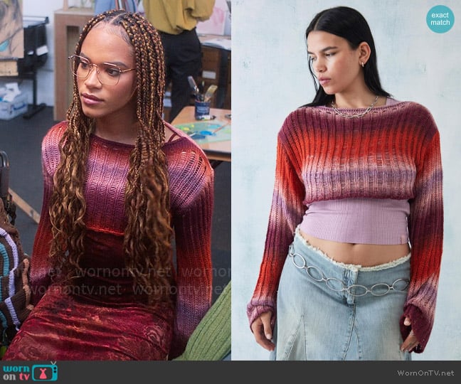 Urban Outfitters Space-Dye Laddered Knit Shrug worn by Elle Argent (Yasmin Finney) on Heartstopper