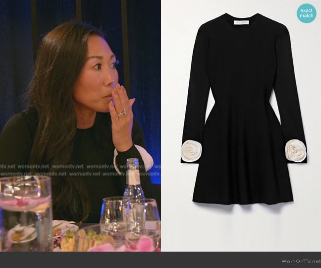 Valentino Garavani Rose Cuff Long Sleeve Minidress worn by Katie Ginella on The Real Housewives of Orange County