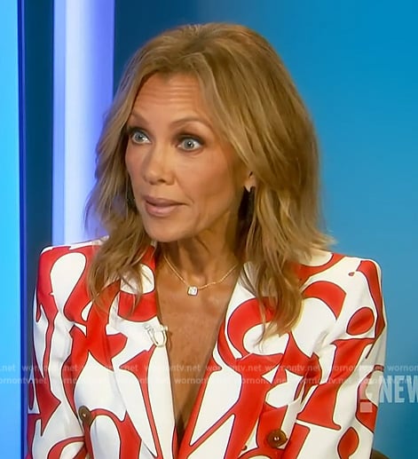 Vanessa Williams's white and red printed blazer on E! News