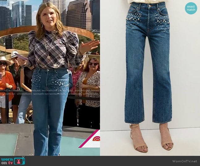 Veronica Beard x Poppy Delevingne Daniela Straight-Leg Embellished Jean worn by Jenna Bush Hager on Today