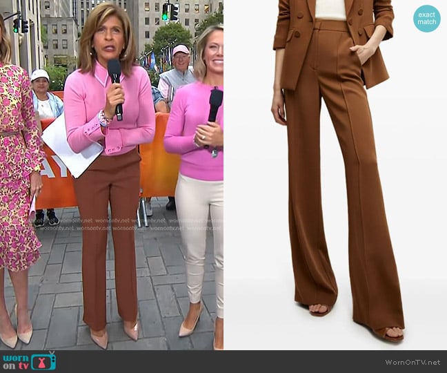 Veronica Beard Edia Matte Crepe Pant in Deep Ochre worn by Hoda Kotb on Today